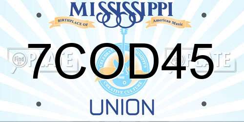 7COD45 Mississippi License Plate