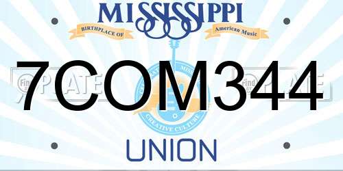7COM344 Mississippi License Plate