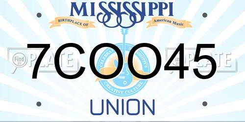 7COO45 Mississippi License Plate