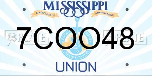 7COO48 Mississippi License Plate