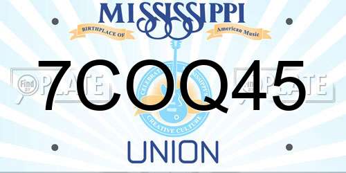 7COQ45 Mississippi License Plate