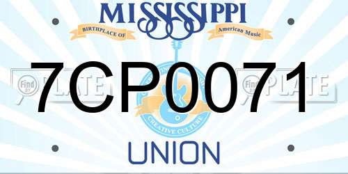 7CP0071 Mississippi License Plate