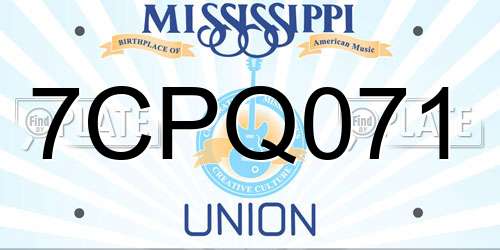 7CPQ071 Mississippi License Plate