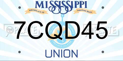 7CQD45 Mississippi License Plate