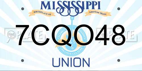 7CQO48 Mississippi License Plate