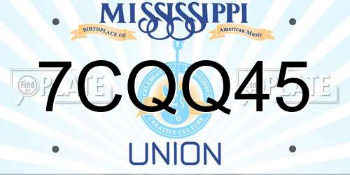 7CQQ45 Mississippi License Plate