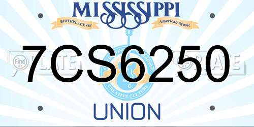 7CS6250 Mississippi License Plate