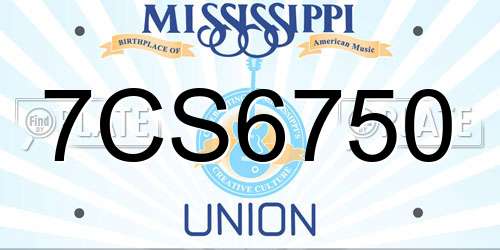 7CS6750 Mississippi License Plate