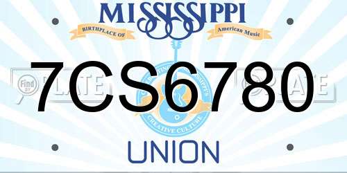 7CS6780 Mississippi License Plate