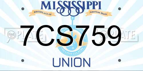 7CS759 Mississippi License Plate