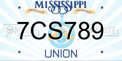 7CS789 Mississippi License Plate