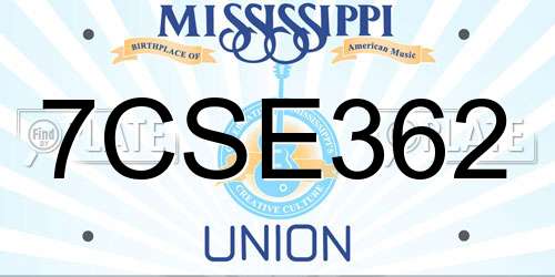 7CSE362 Mississippi License Plate