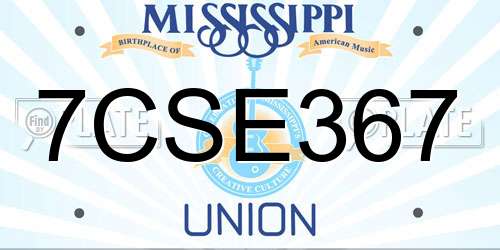 7CSE367 Mississippi License Plate