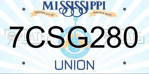 7CSG280 Mississippi License Plate