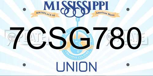 7CSG780 Mississippi License Plate