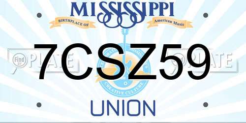 7CSZ59 Mississippi License Plate