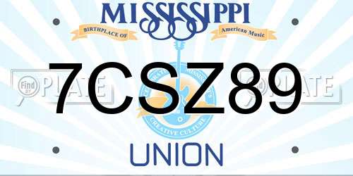 7CSZ89 Mississippi License Plate