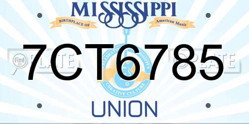 7CT6785 Mississippi License Plate