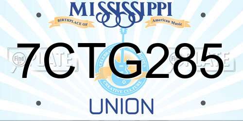 7CTG285 Mississippi License Plate