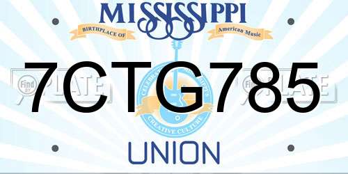7CTG785 Mississippi License Plate