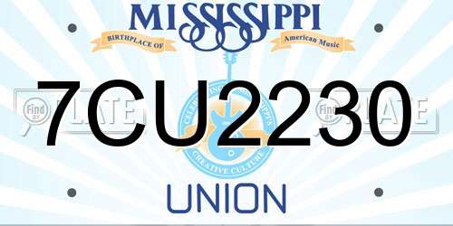 7CU2230 Mississippi License Plate