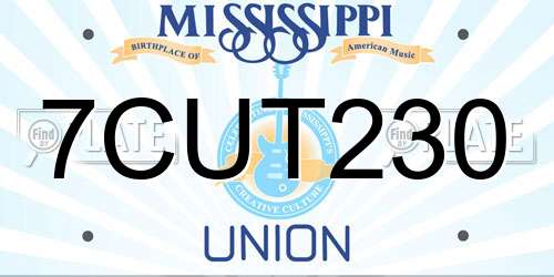 7CUT230 Mississippi License Plate