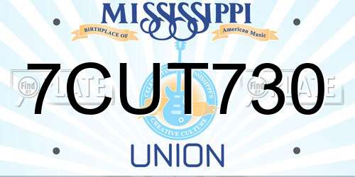7CUT730 Mississippi License Plate