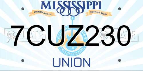 7CUZ230 Mississippi License Plate