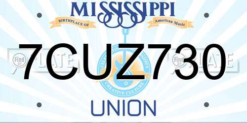 7CUZ730 Mississippi License Plate