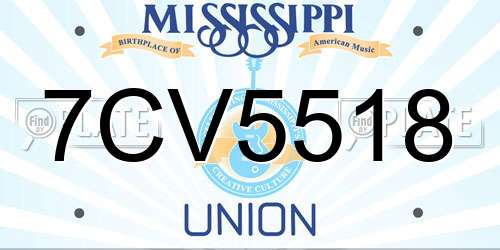 7CV5518 Mississippi License Plate