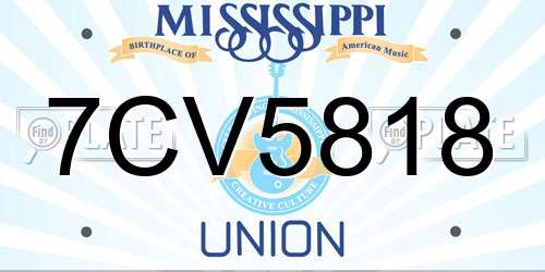 7CV5818 Mississippi License Plate