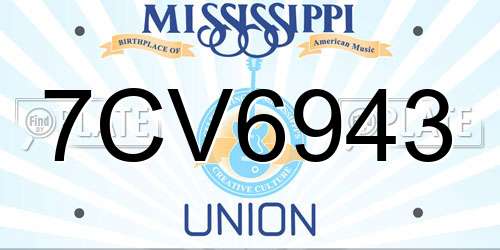 7CV6943 Mississippi License Plate