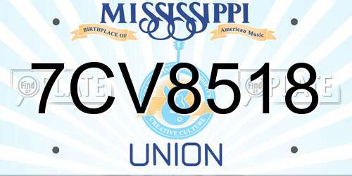 7CV8518 Mississippi License Plate