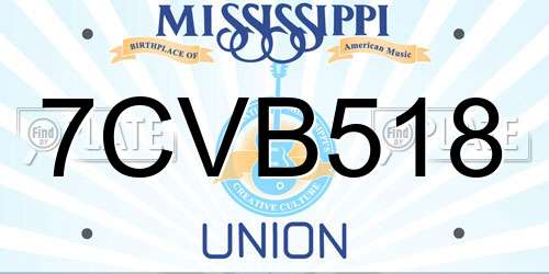 7CVB518 Mississippi License Plate
