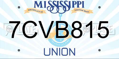 7CVB815 Mississippi License Plate