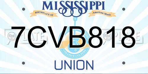 7CVB818 Mississippi License Plate