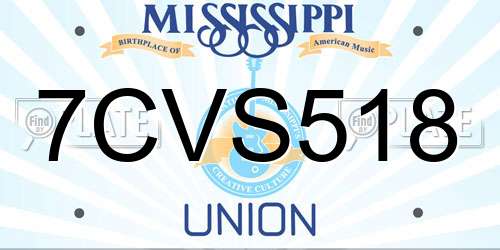 7CVS518 Mississippi License Plate