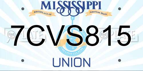 7CVS815 Mississippi License Plate