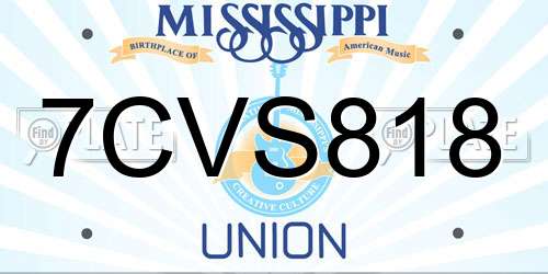 7CVS818 Mississippi License Plate