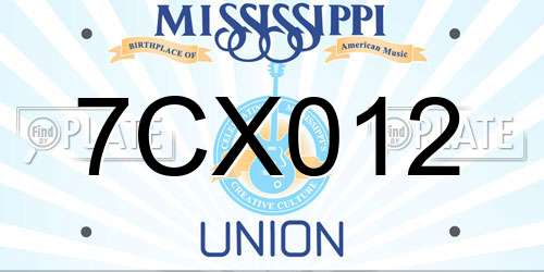 7CX012 Mississippi License Plate
