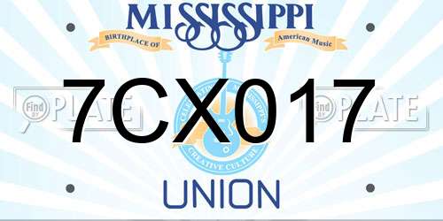 7CX017 Mississippi License Plate