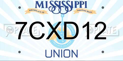 7CXD12 Mississippi License Plate