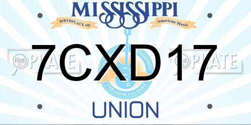 7CXD17 Mississippi License Plate