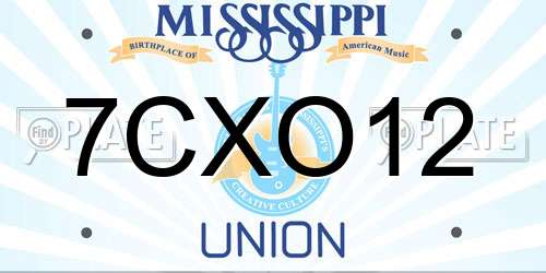 7CXO12 Mississippi License Plate