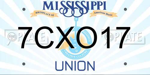 7CXO17 Mississippi License Plate