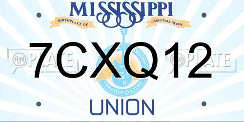 7CXQ12 Mississippi License Plate