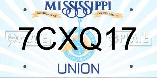 7CXQ17 Mississippi License Plate