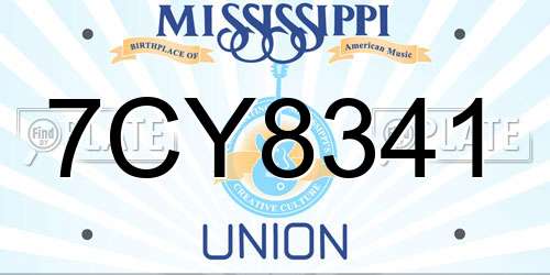 7CY8341 Mississippi License Plate