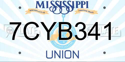 7CYB341 Mississippi License Plate