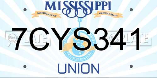 7CYS341 Mississippi License Plate